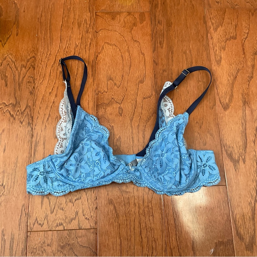 Aerie Blue Lace Underwire Adjustable Bra Size 34B Comfort Support